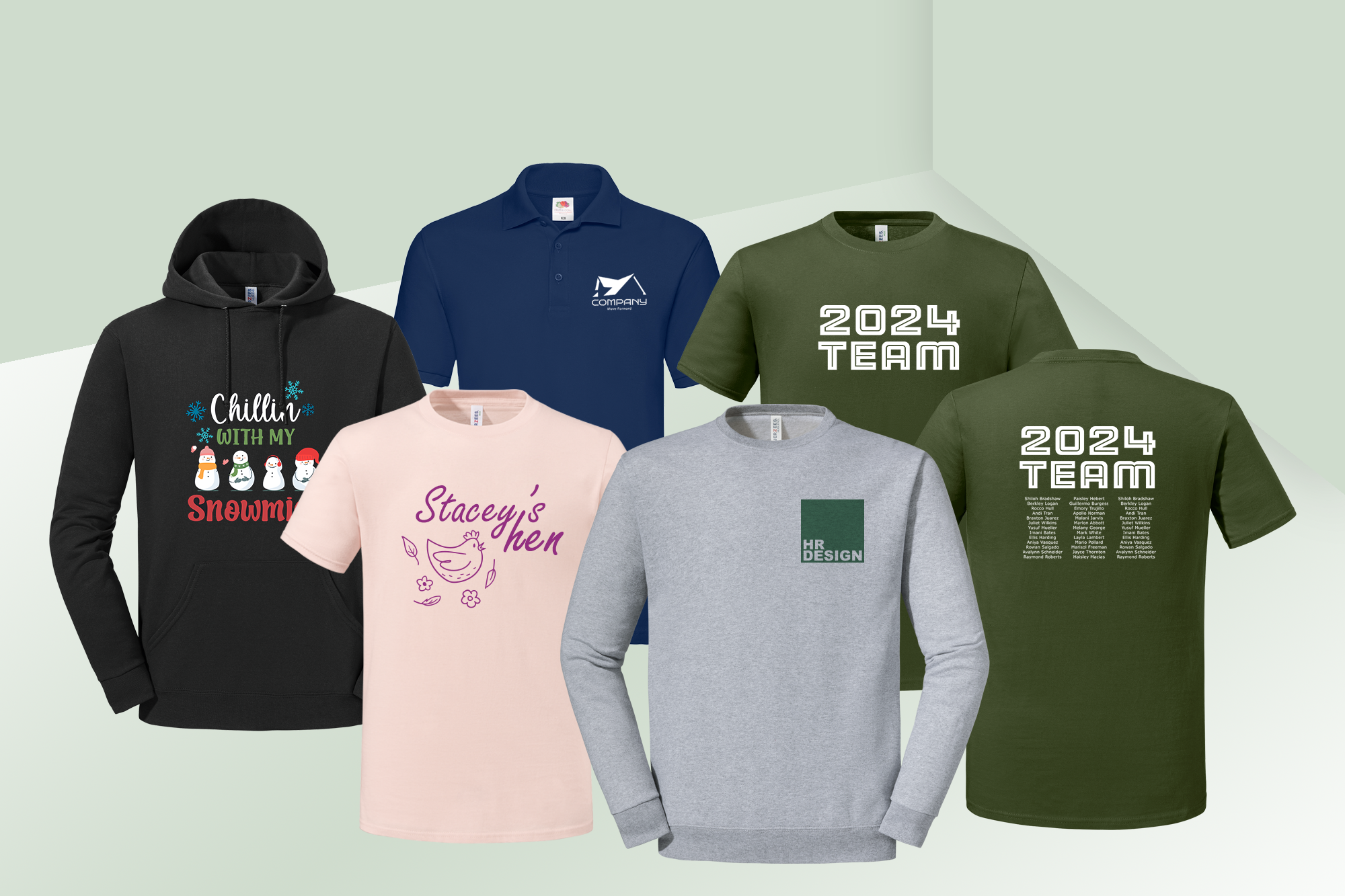 Shop all our garment range here, including ready to print and customisable options!