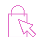 Stylised icon depicting someone clicking on a tote bag.