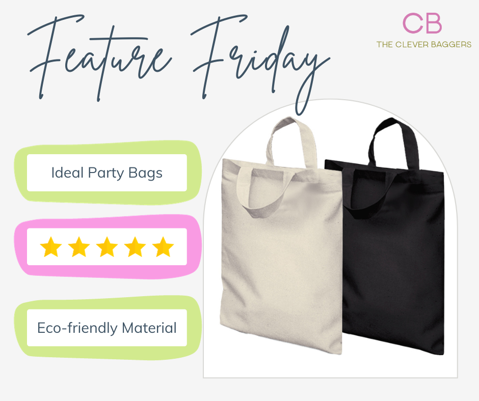 image of cotton mini tote bags with text describing its key features