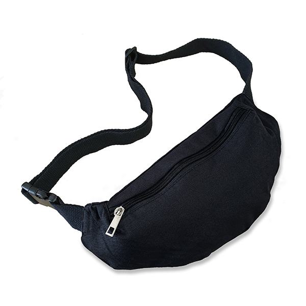 an image of a black 8oz cotton canvas bum bag