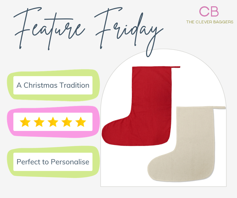image of cotton christmas stockings outlining key features and benefits