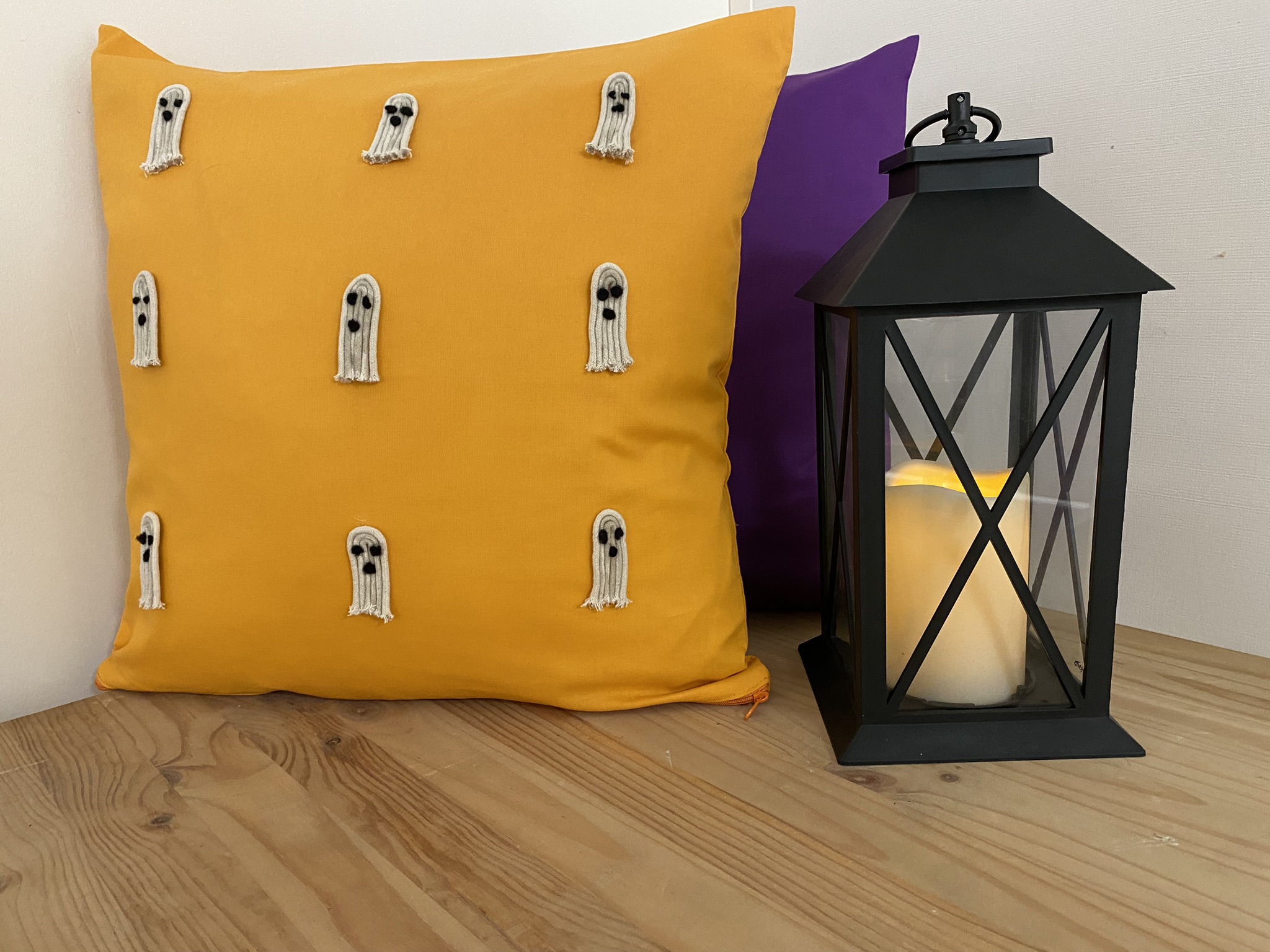 image of completed spooky cushion cover