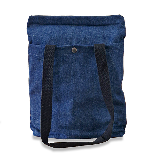 an image of a denim convertible tote backpack