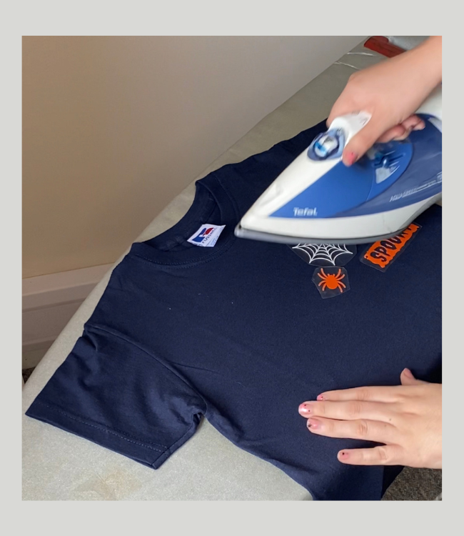 Ironing on Halloween design