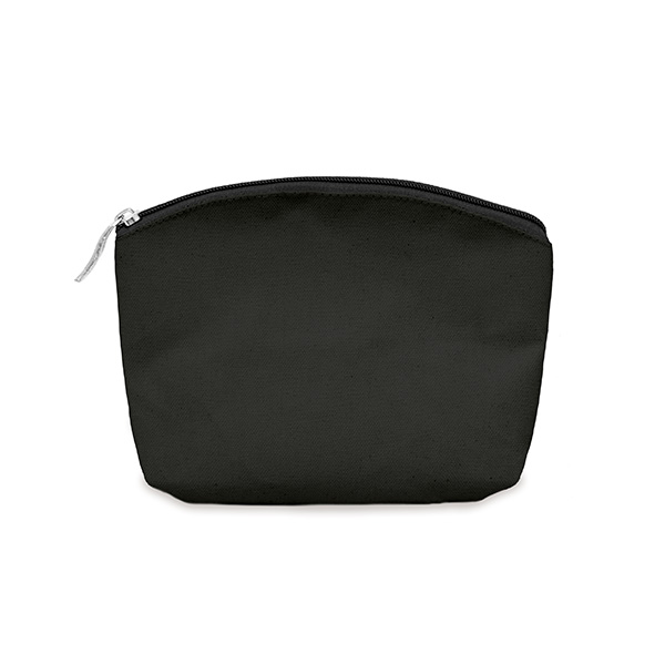 A black make up bag with a matching coloured zipper
