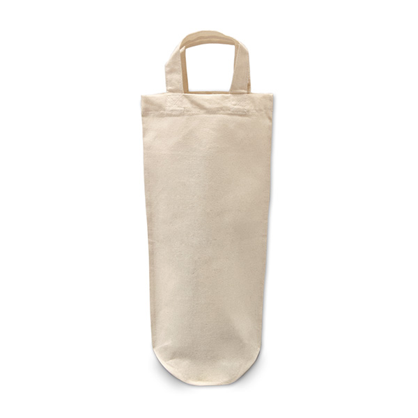 Natural Beige Cotton Bottle Gift Bag with Short Handles.