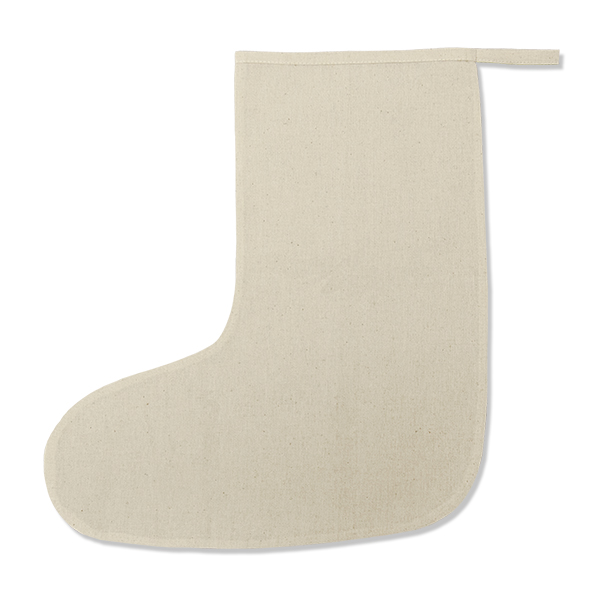 image of a medium natural cotton fabric stocking measuring 18cm x 36cm