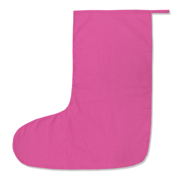 image of a large pink cotton fabric stocking measuring 28cm x 57cm