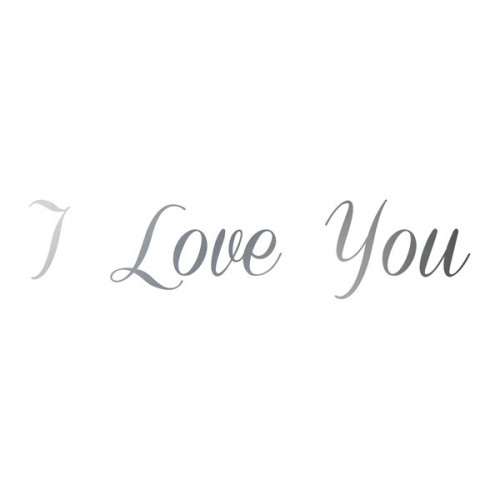 Antique Silver Iron on I Love You 16x3.5cm