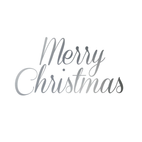 Antique Silver Iron on Merry Christmas - Small 16x9cm