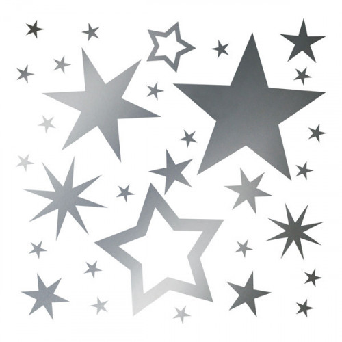 Antique Silver Iron on Stars 20x20cm