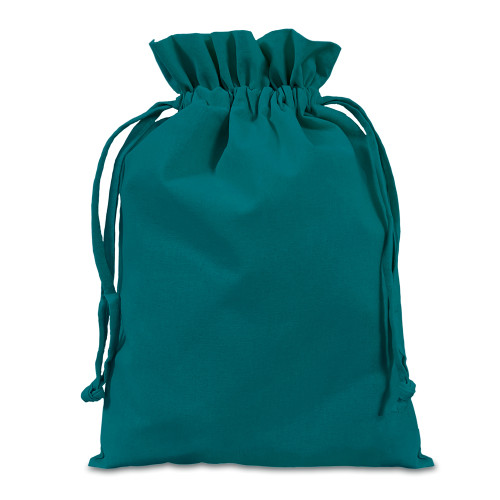 Teal cotton Drawstring Bag 25 x 36cm