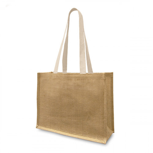 Natural jute Shopper Long Handles&Gusset-front