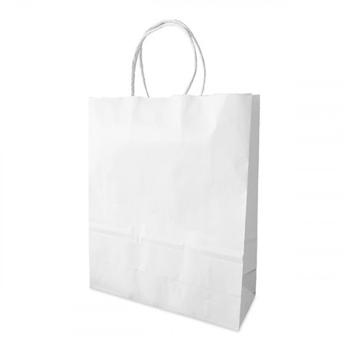 White Paper Tote Gift Bag 24x31x11cm. Short twisted paper handles