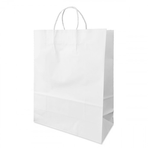 White Paper Tote Gift Bag 32x42x14cm. Short twisted paper handles