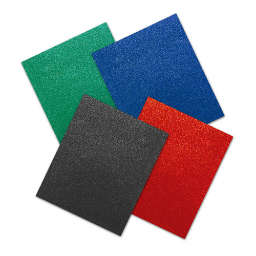 Glitter Iron on sheets 8 pack 20x25cm Glitter Black, Blue, Green & Red