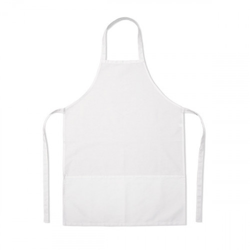 White polycotton Apron 58x78cm 3 pockets