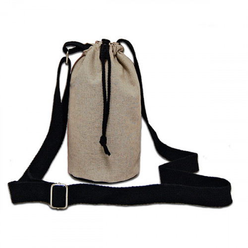 Natural hemp/cotton bottle Carrier Bag 15x20cm crossbody strap- open