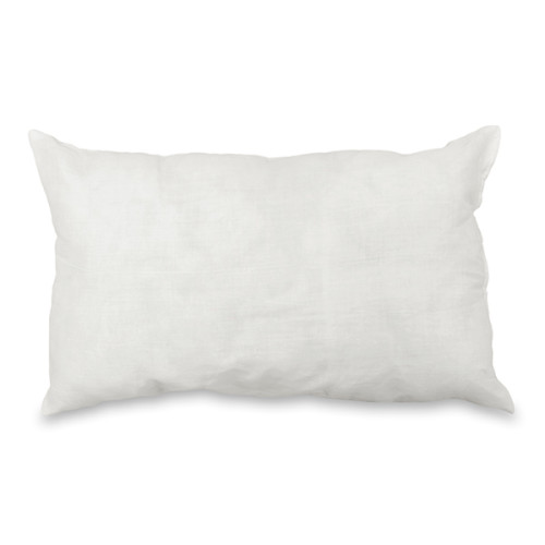 Rectangular cushion pad with white textile covering.