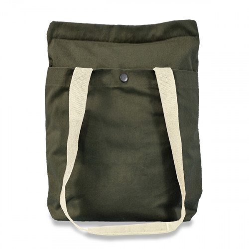 Khaki Green Convertible Carrier/Rucksack - front view showing outer pocket & long handle