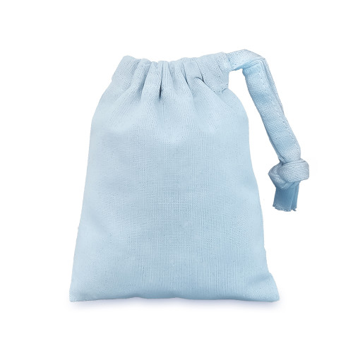 Pale blue cotton Drawstring Bag 10 x 13cm