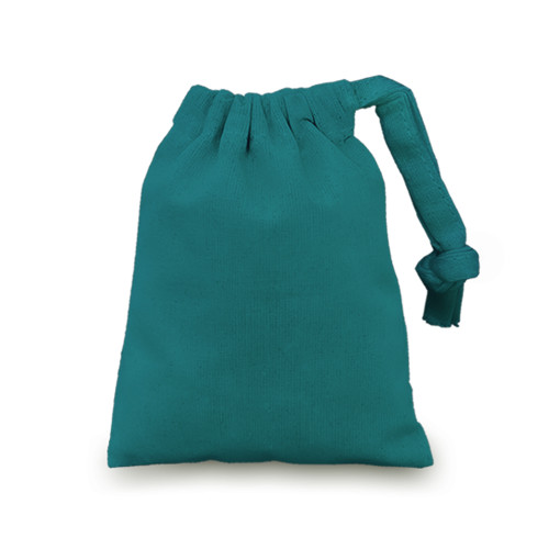 Teal cotton Drawstring Bag 10 x 13cm