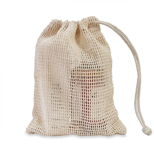 Natural Mesh Cotton Drawstring Bag 15x20cm