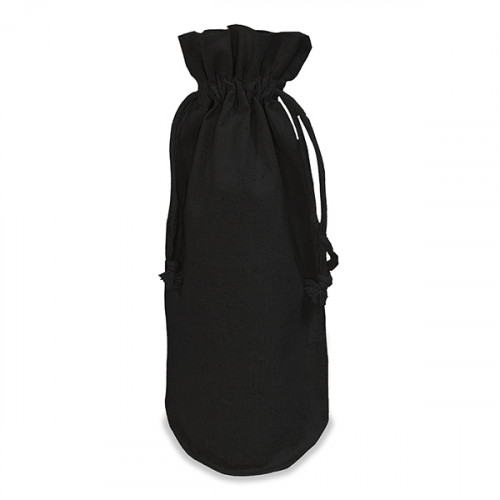 Black Value Cotton Drawstring Bottle Bag 17x37cm
