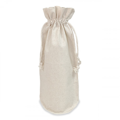 Natural Cotton Drawstring Bottle Bag 17x37cm with braided cord