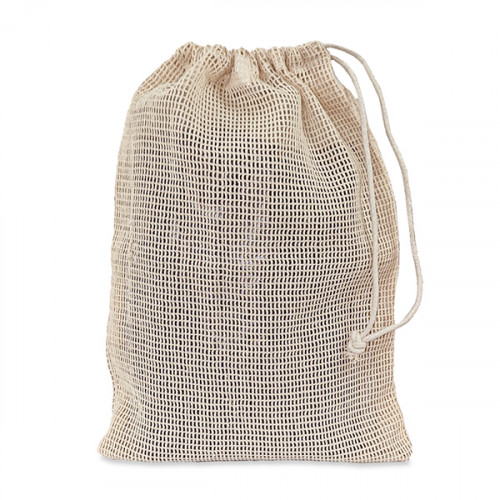 Natural Mesh Cotton Drawstring Bag 25x35cm