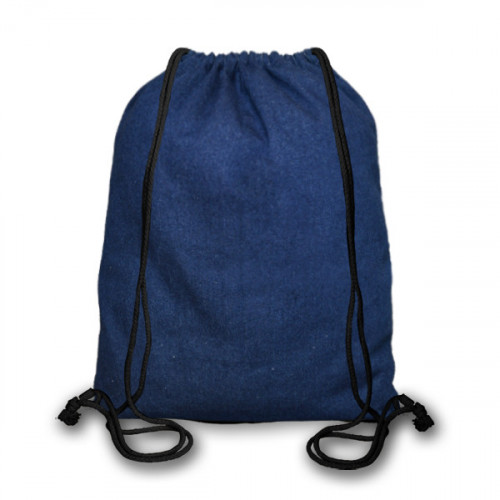 Indigo Denim cotton Drawstring Duffel Bag 40x45cm