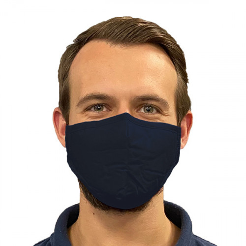 Dark Blue cotton 3 layer face mask for non-medical use - front view
