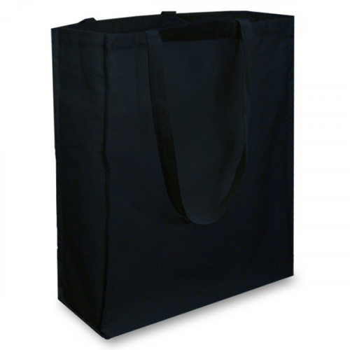 Black cotton Shopper with Long Handles and a Gusset