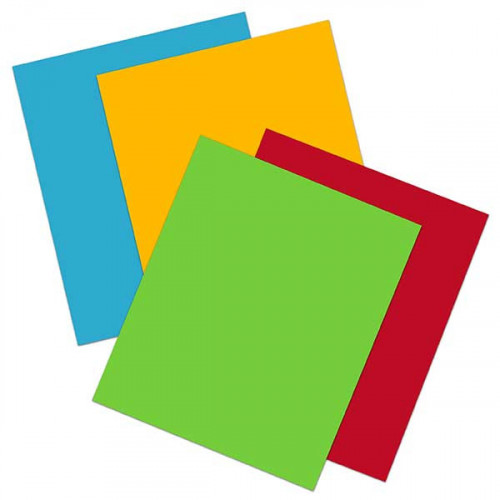 Brights iron on sheets - 4pack 20x25cm Flame Red, Sunflower Yellow, Apple Green & Sapphire Blue
