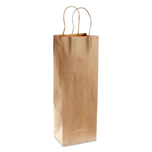 Brown Kraft Paper Tote Bottle Gift Bag 11x36x8cm. Short twisted paper handles