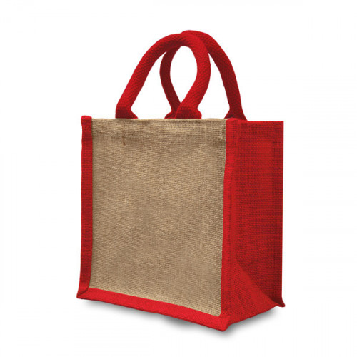 Natural/Red Jute Gift Bag 20x20x12cm