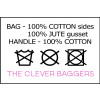 Cotton 12oz Canvas & Jute Tote Shopper Bag 37x30x15cm Long Handles