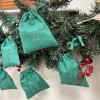 DIY Advent Calendar Kit with Silver numbers & 25 Emerald Drawstring Bags 10x13cm