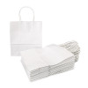 25 White Paper Bags 19x21cm. 8cm Gusset. Twisted paper handles