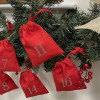 DIY Advent Calendar Kit with Silver numbers & 25 Red Drawstring Bags 10x13cm