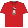 Large Red T-Shirt with Christmas Pug design