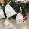 DIY Advent Calendar Kit with Gold numbers & 25 White Drawstring Bags 10x13cm