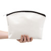 White Canvas 8oz purse/pouch 24x20cm, black zip